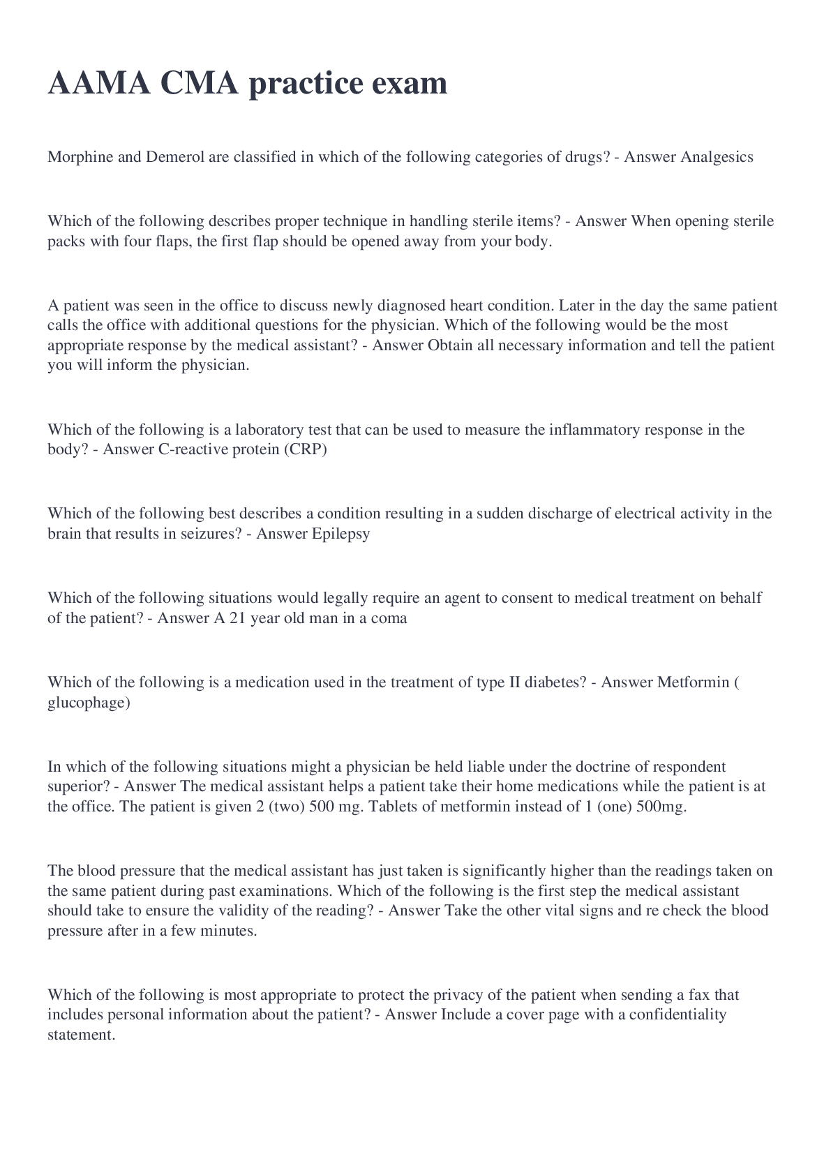 Preview image for AAMA CMA practice exam